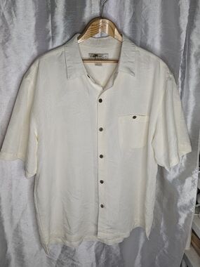 Joe Marlin Men's Ivory Floral Woven Short Sleeve Button-Up Shirt 2XL Hawaiian
